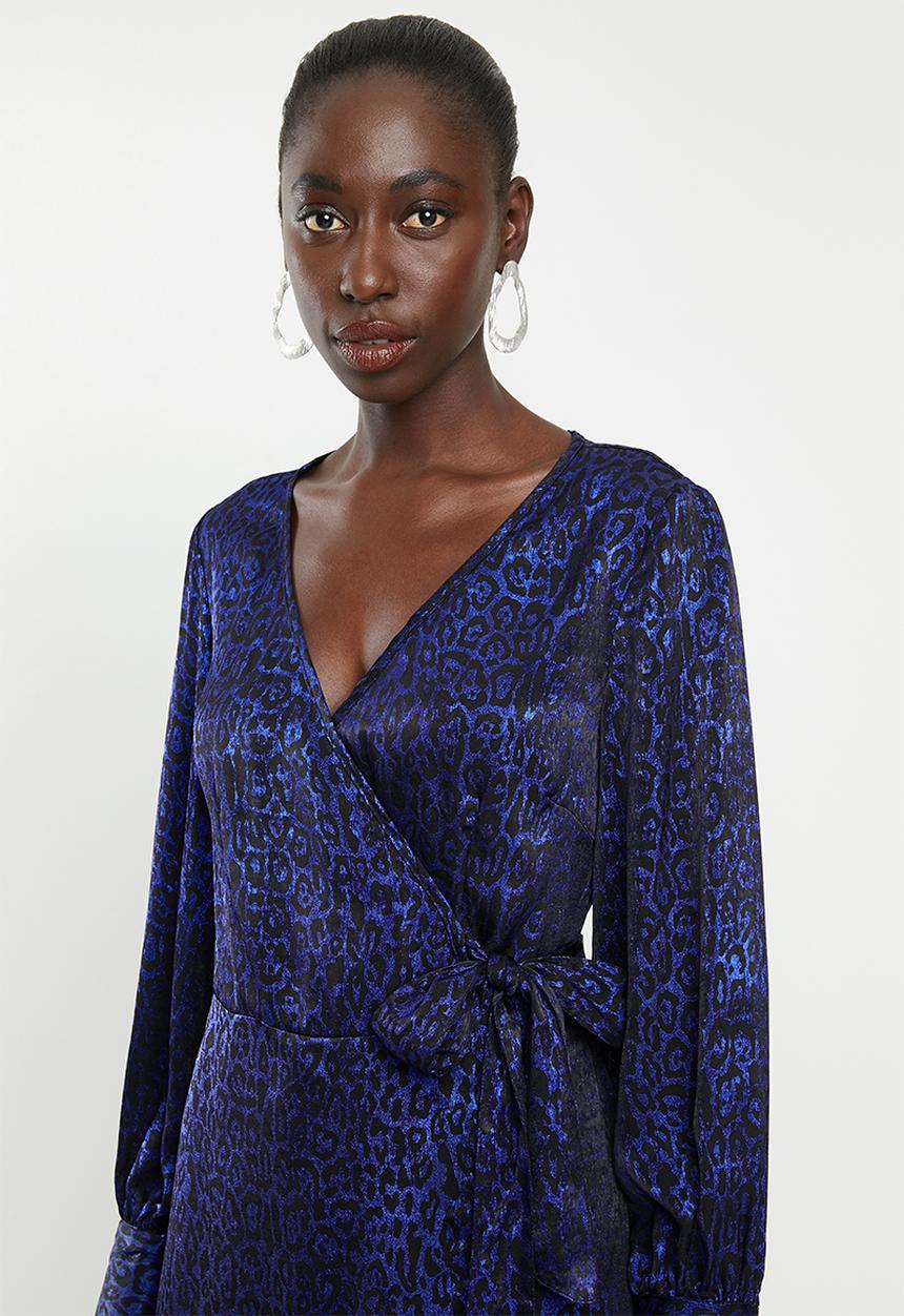 Vero Moda - Dakota wrap dress - black & blue 