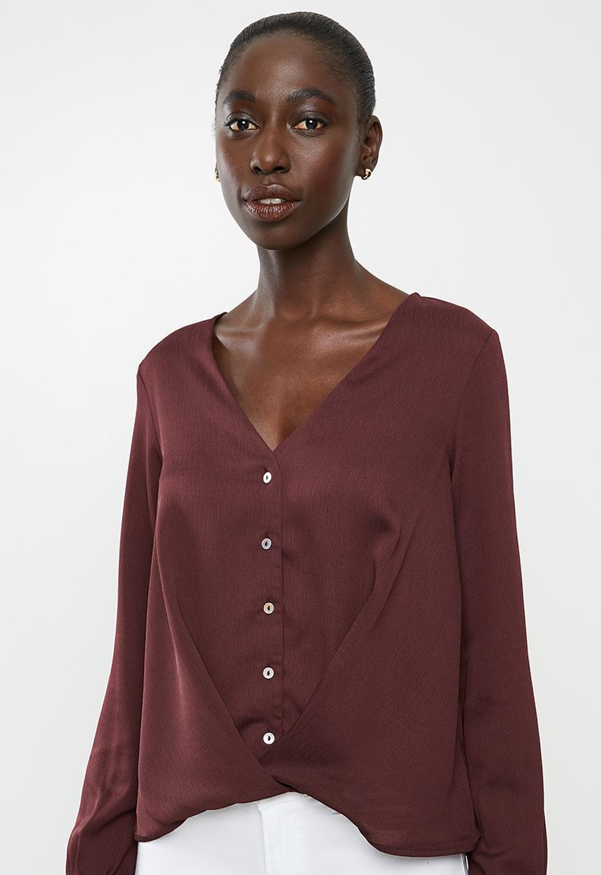 Vero Moda - Karola long sleeve shirt - burgundy