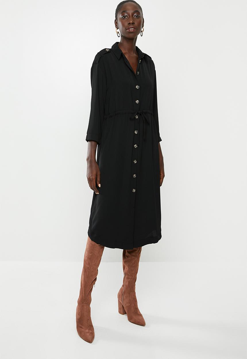 Vero Moda - Catrin calf shirt dress - black