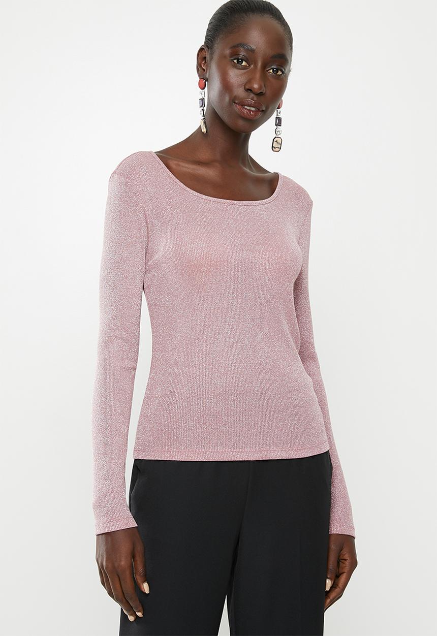 Vero Moda - Isla long sleeve O-neck lurex- pink 