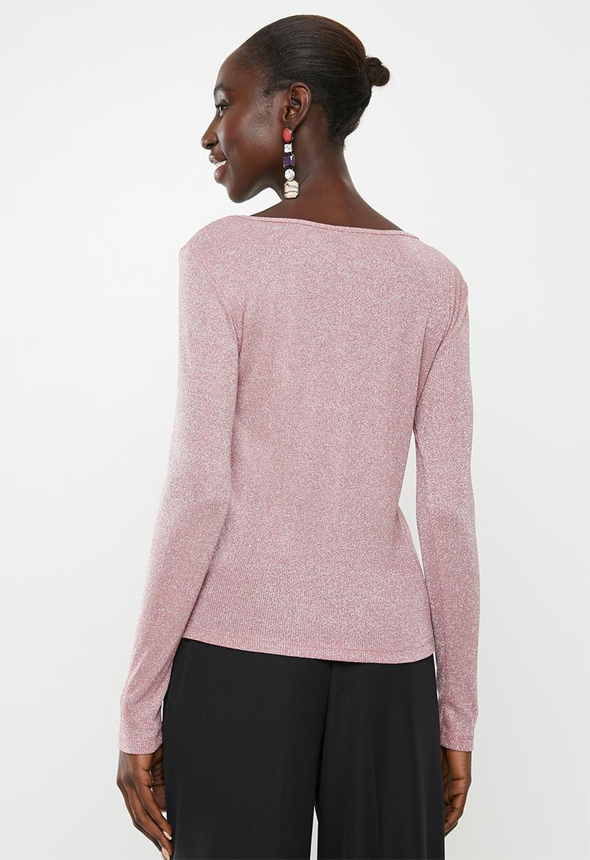 Vero Moda - Isla long sleeve O-neck lurex- pink 