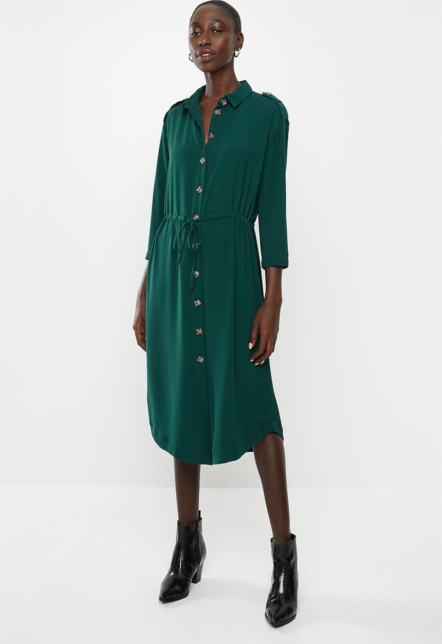 Vero Moda - Catrin calf shirt dress - green 