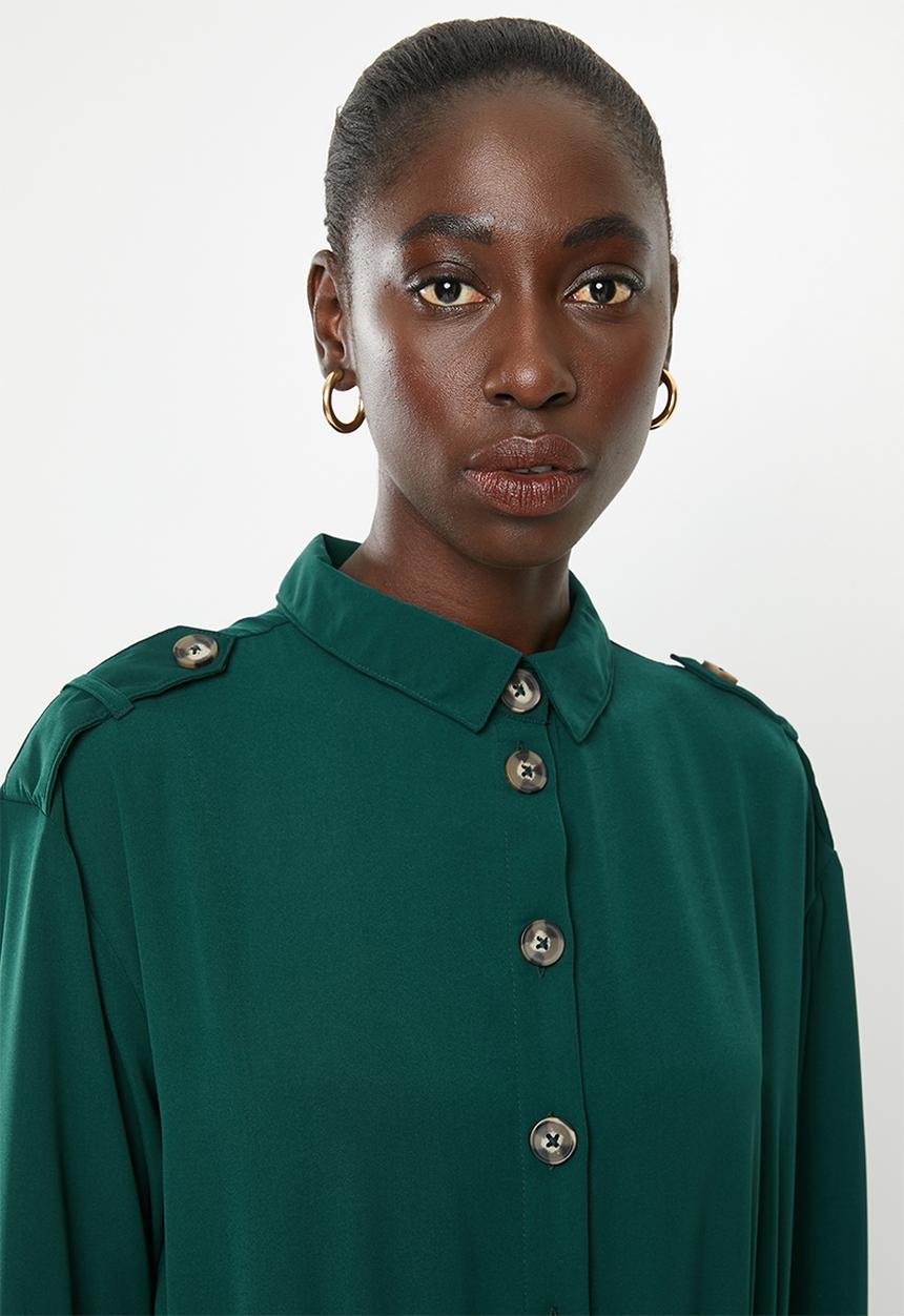 Vero Moda - Catrin calf shirt dress - green 