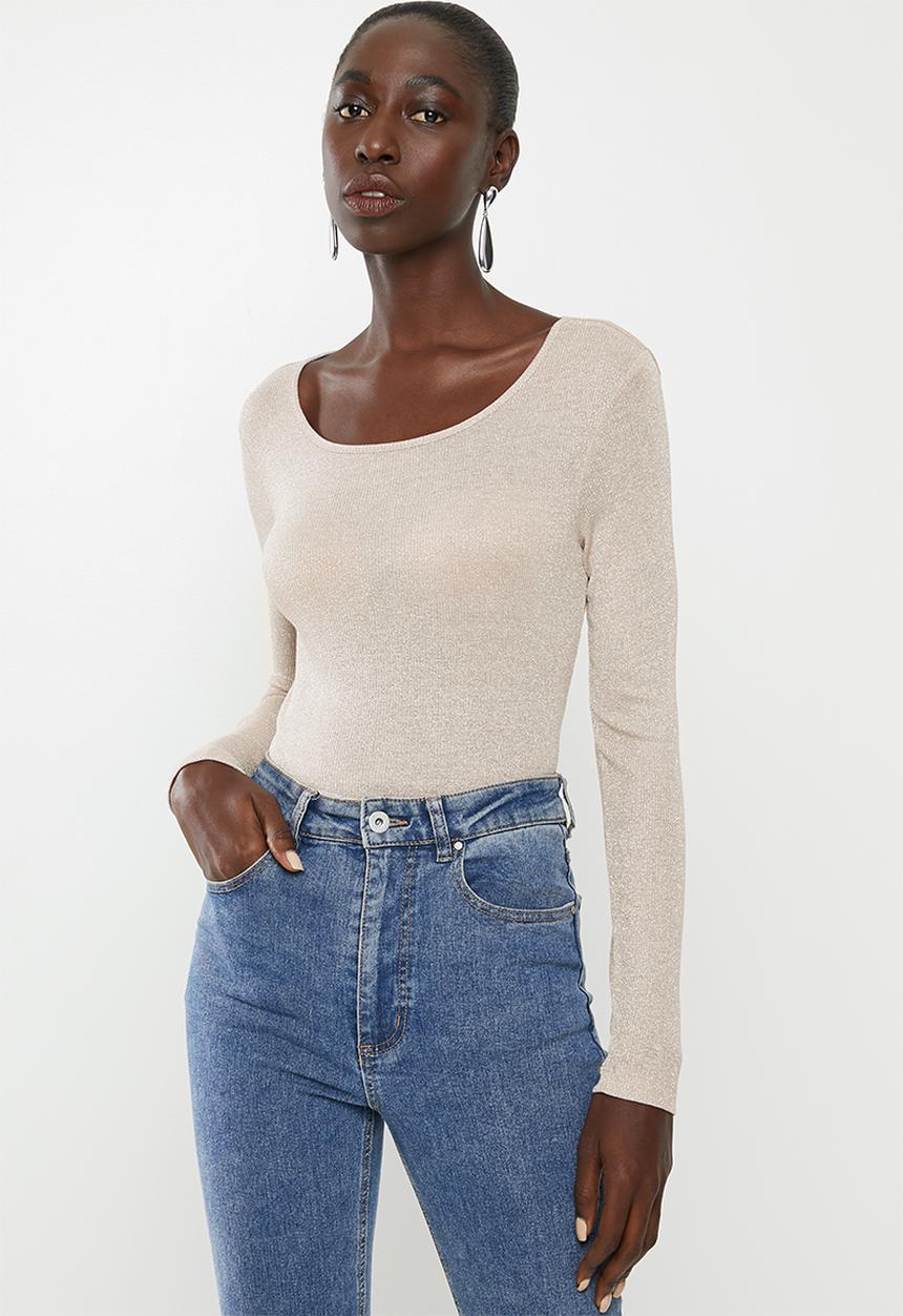 Vero Moda - Isla long sleeve O-neck lurex - grey