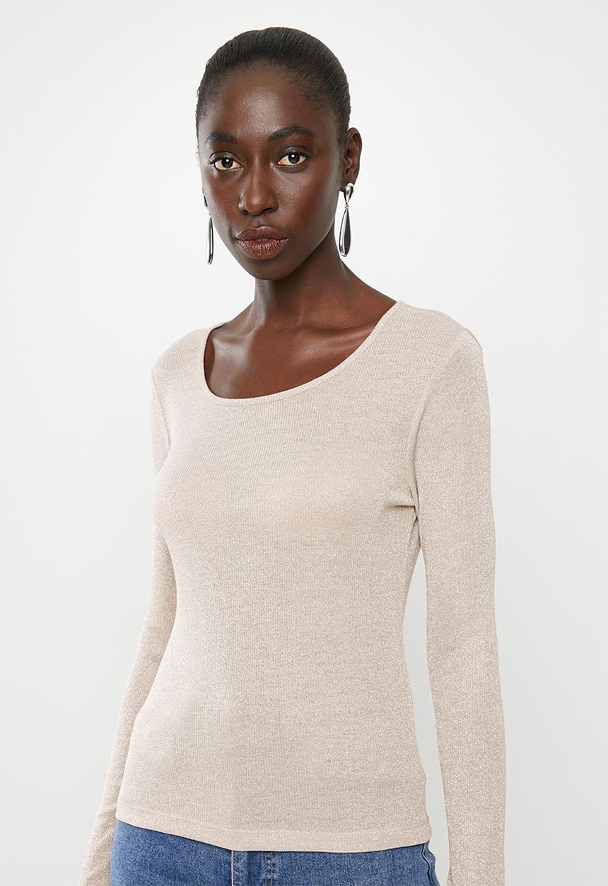 Vero Moda - Isla long sleeve O-neck lurex - grey