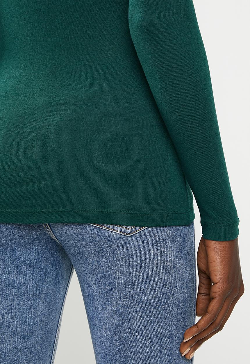 Vero Moda - Carla long sleeve high neck top - green 