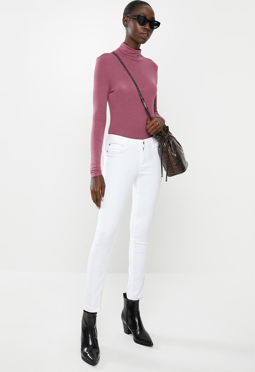 Vero Moda - Carla long sleeve high neck top - pink 