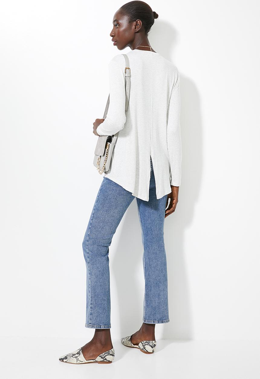 Superbalist - Longline curved hem top - ice melange