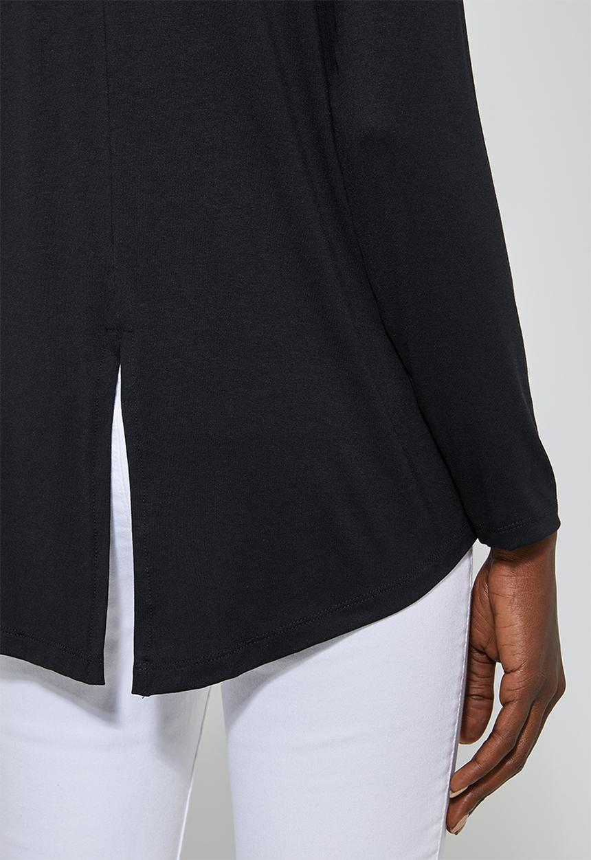 Superbalist - Longline curved hem top - black