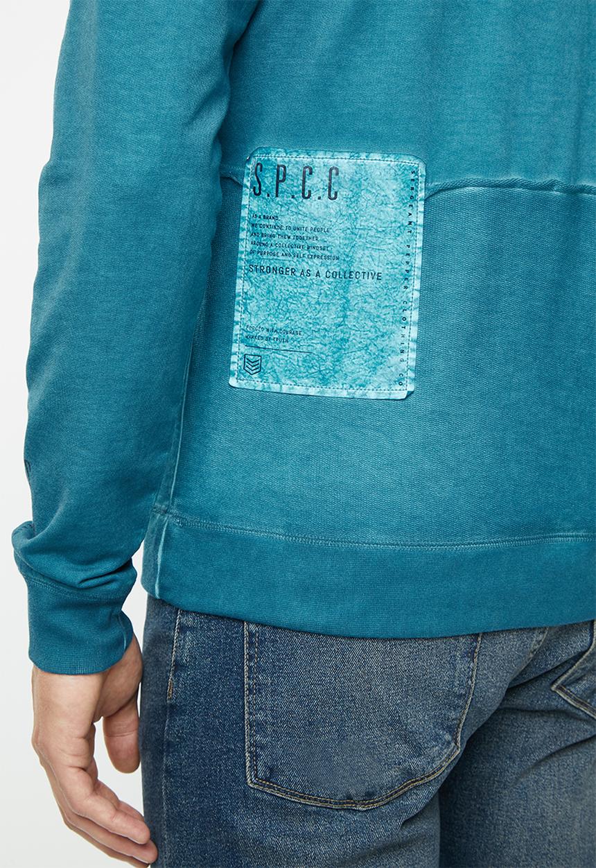 S.P.C.C - Rockaway dirty dye crew neck logo sweat - blue