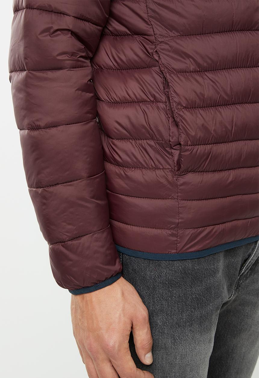 Jack & Jones - Bomb puffer collar jacket - burgundy