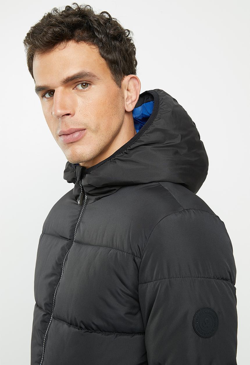 Jack & Jones - Knight puffer hoodie jacket - black