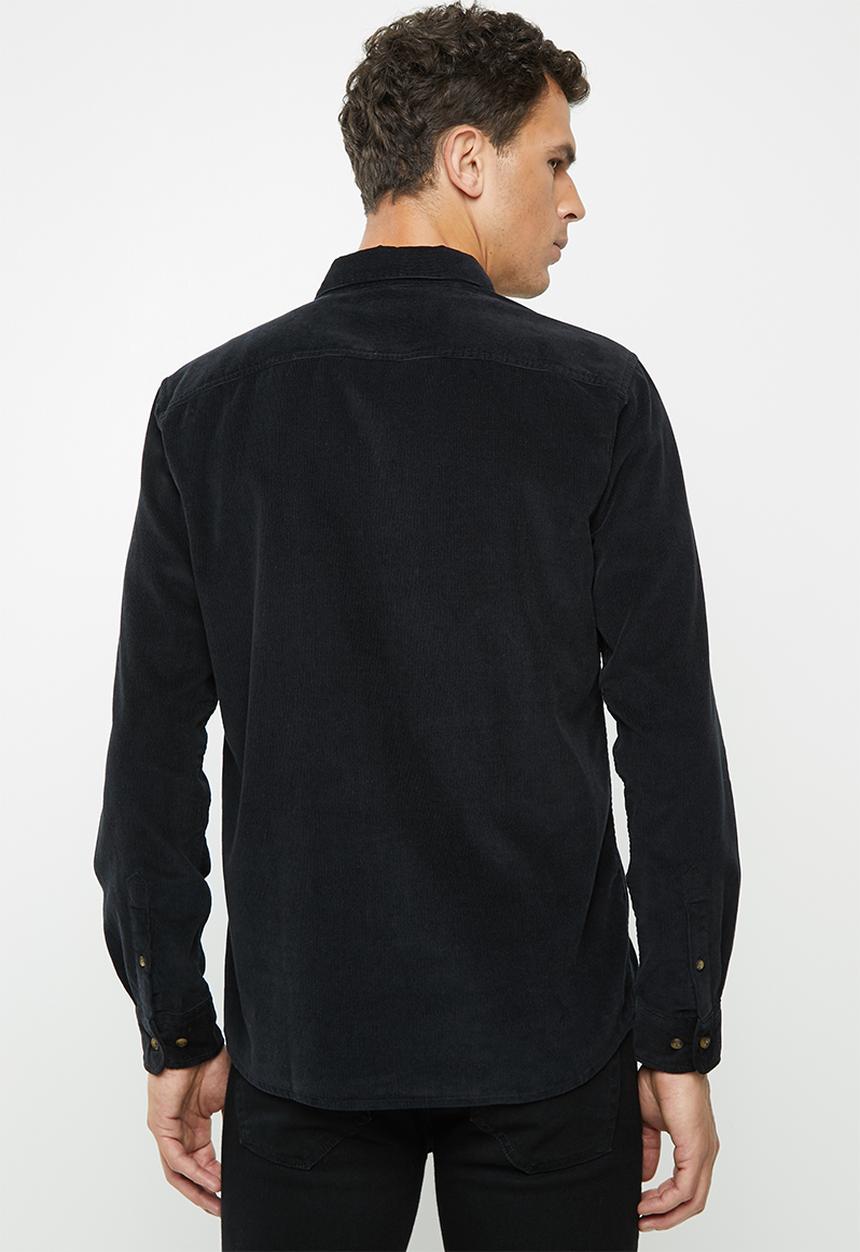 Only & Sons - Georg ls solid corduroy shirt - black