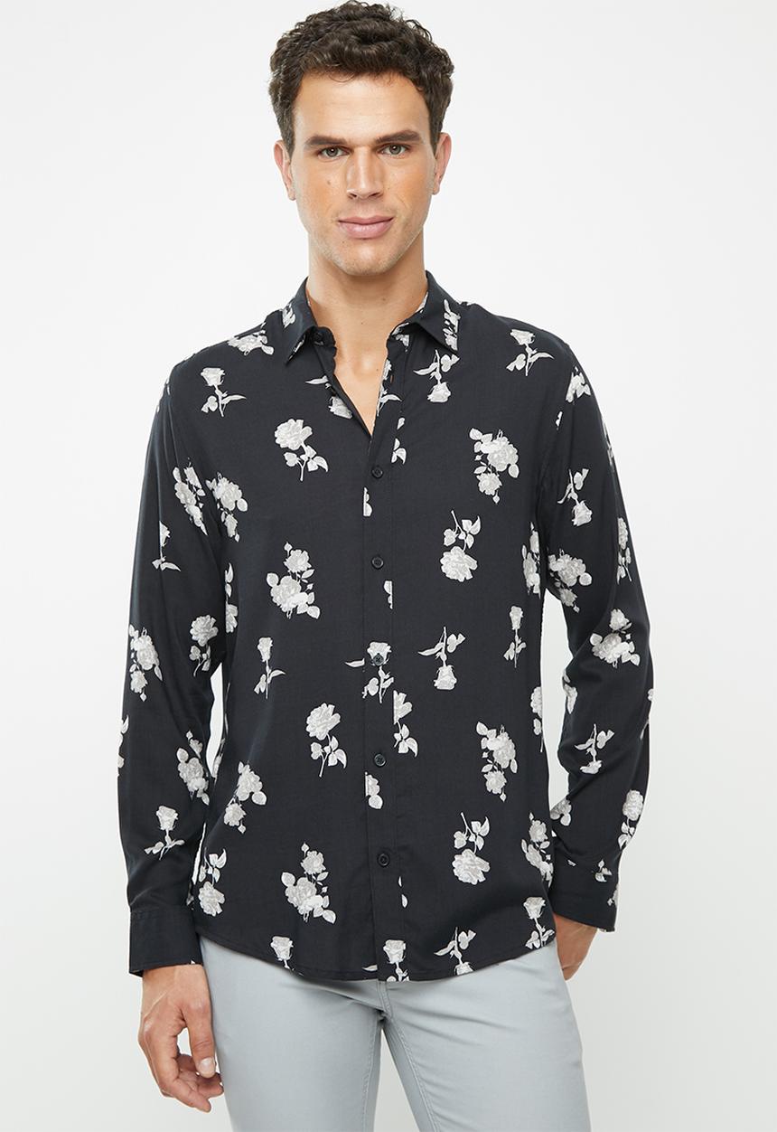 Only & Sons - Andres rose regular fit shirt - black