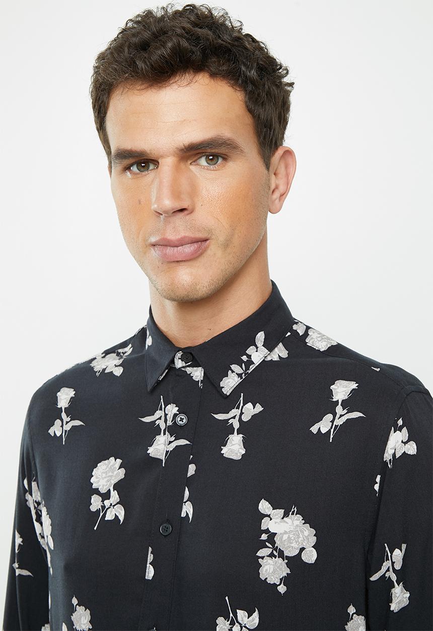 Only & Sons - Andres rose regular fit shirt - black