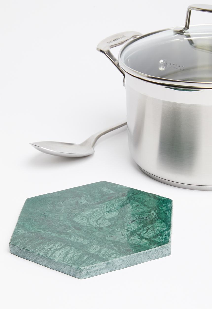 Sixth Floor - Capra hex marble trivet - green