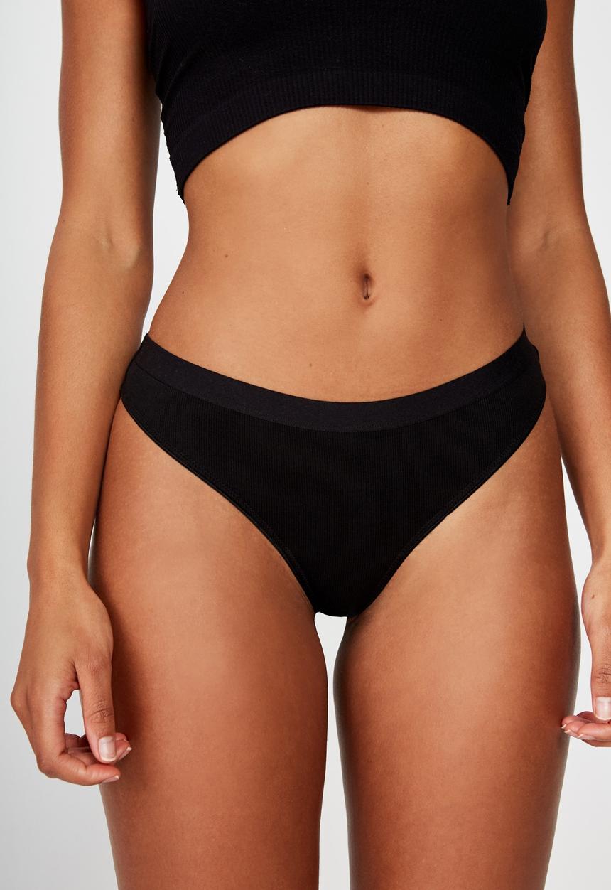 Cotton On - Cotton rib comfy G-string brief - black