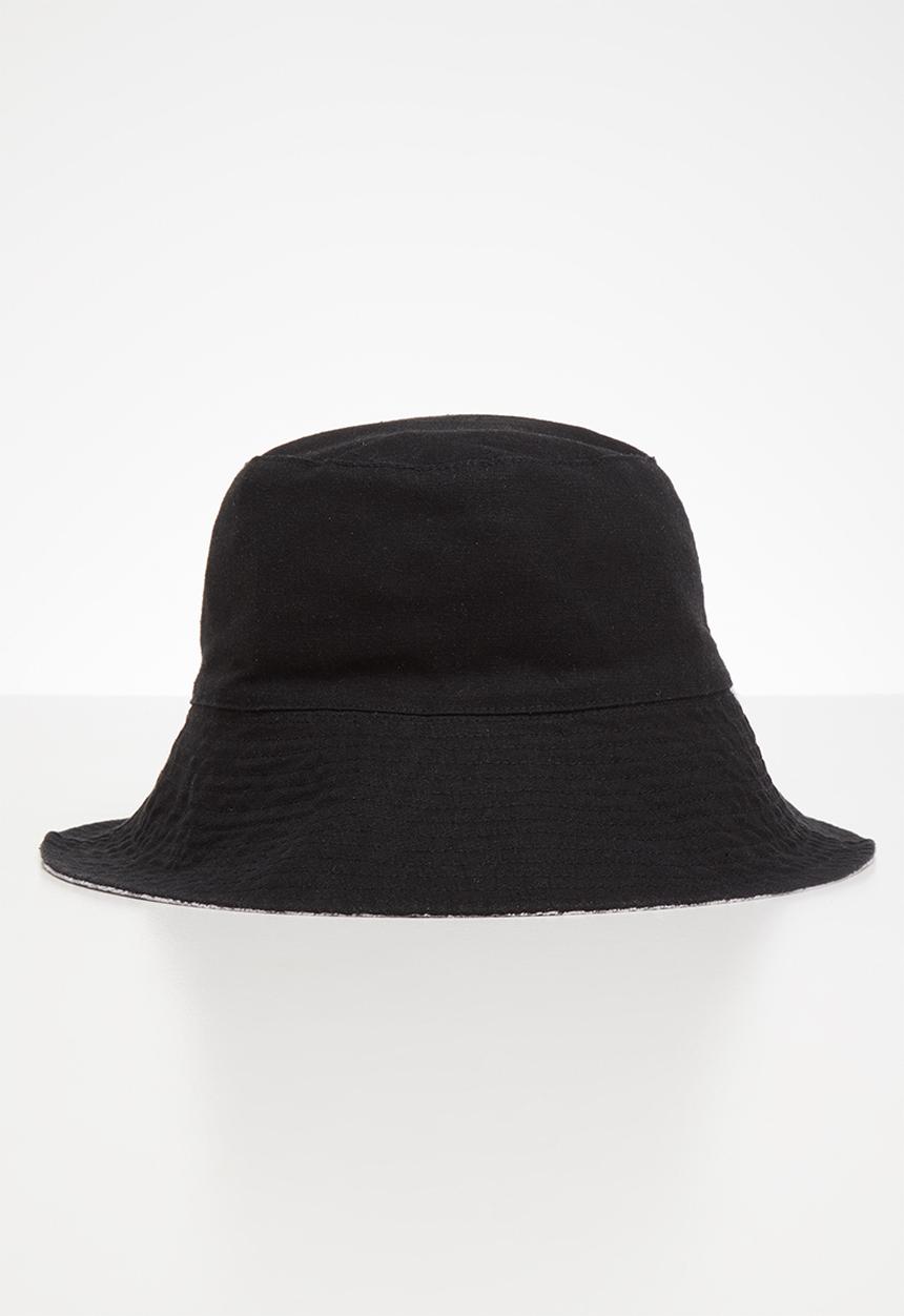 Rubi - Elly reversible wide brim bucket hat - black check