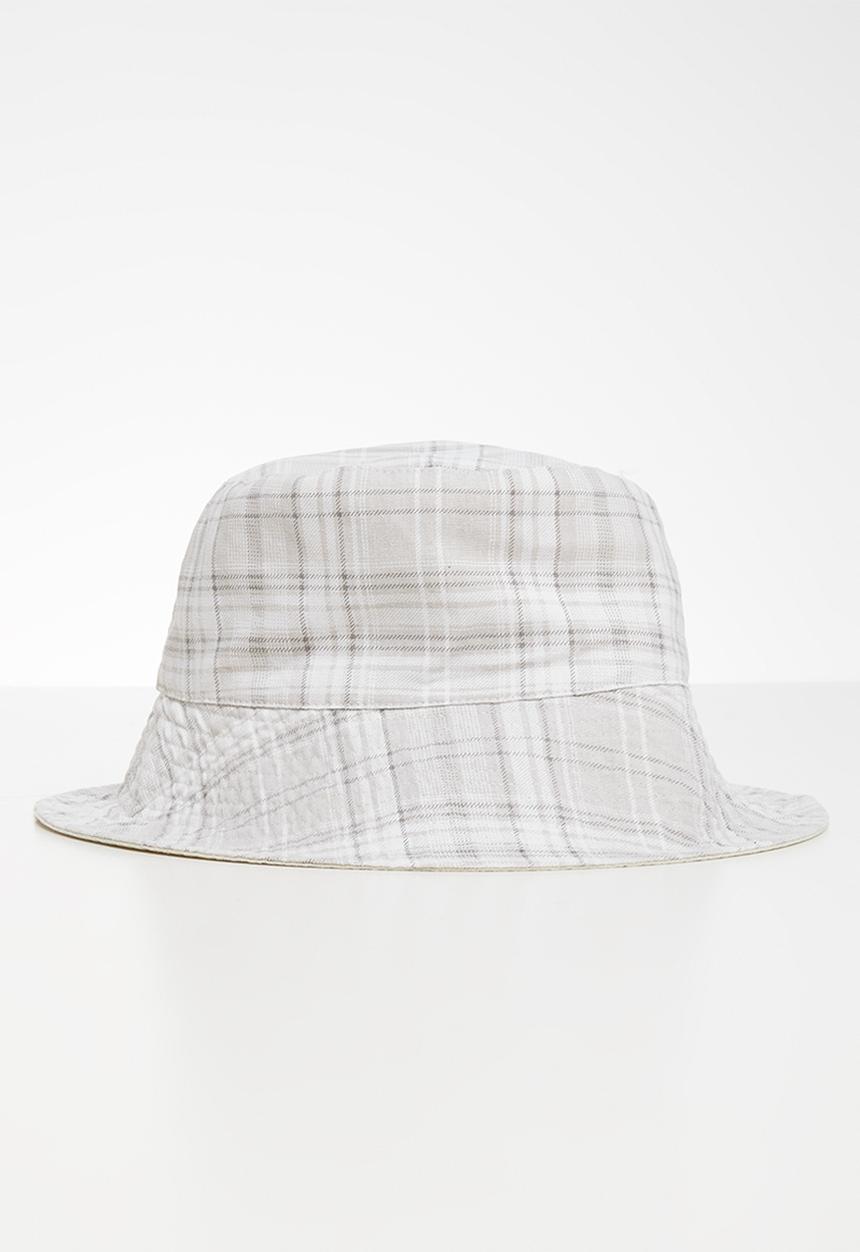 Rubi - Elly reversible wide brim bucket hat  - ecru check