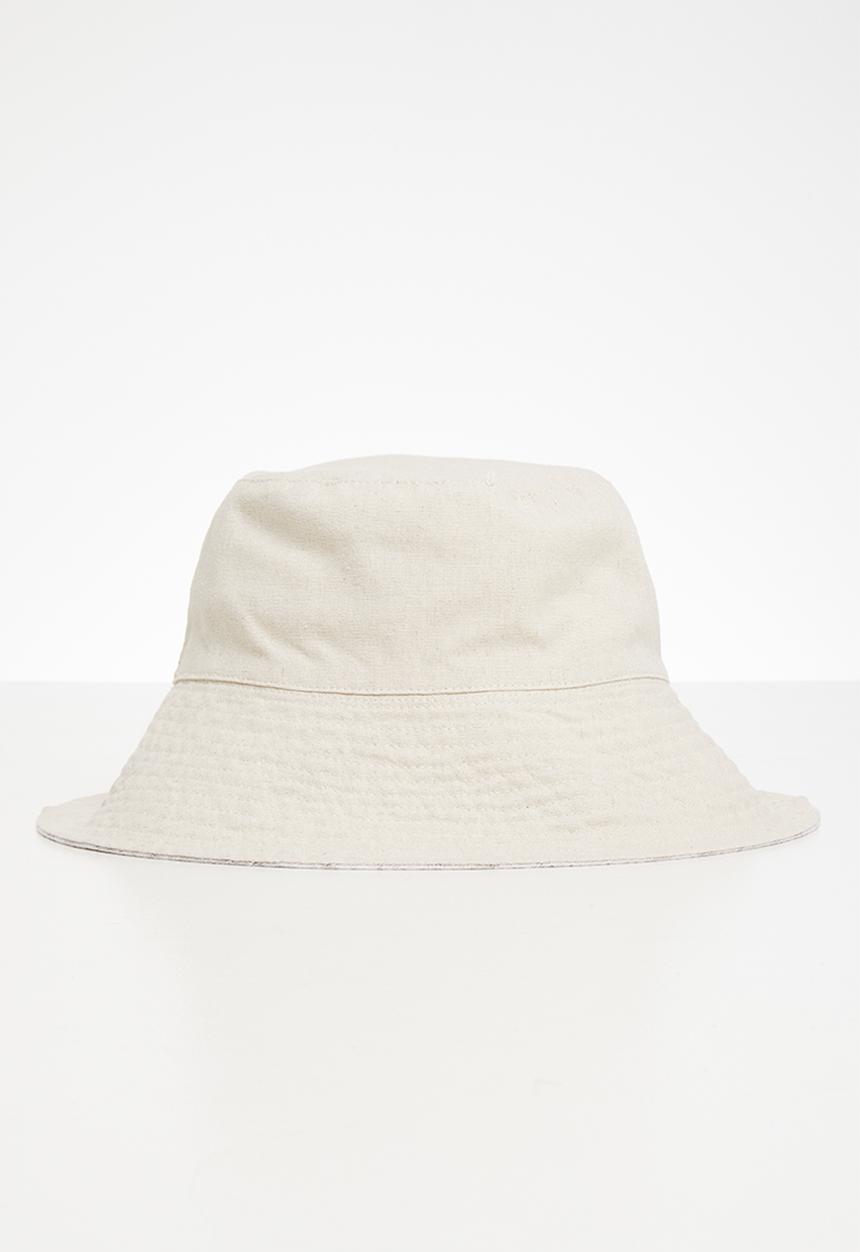 Rubi - Elly reversible wide brim bucket hat  - ecru check