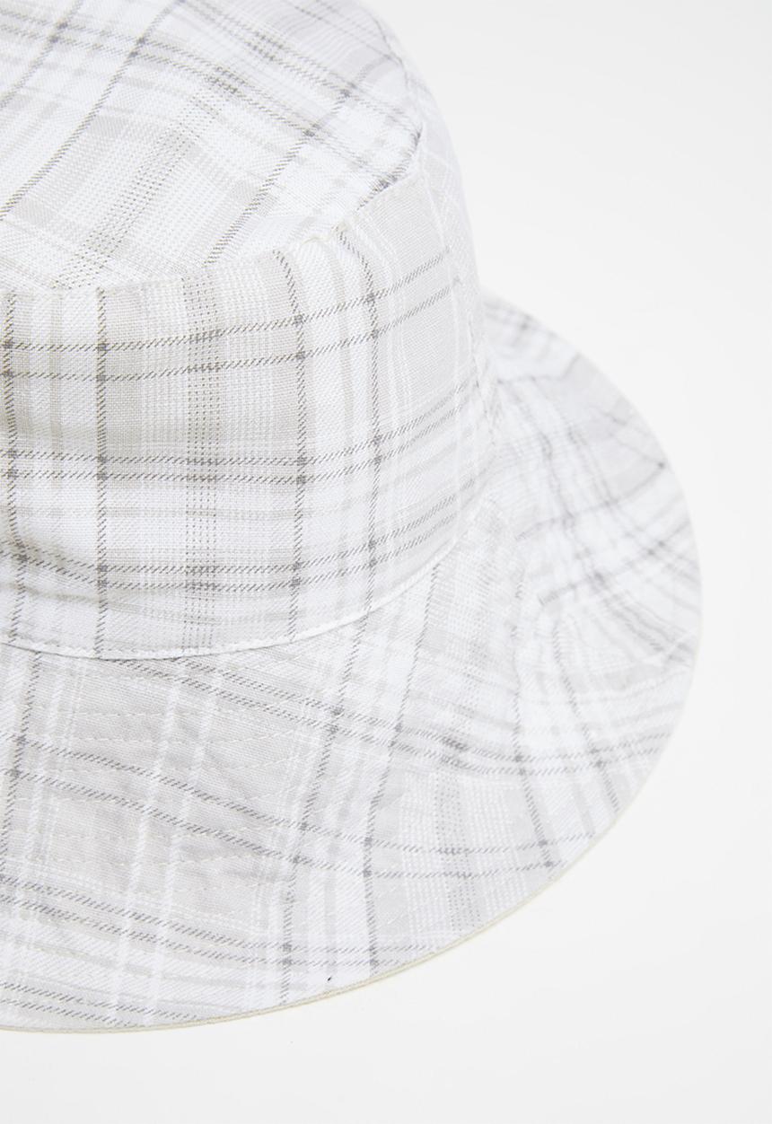 Rubi - Elly reversible wide brim bucket hat  - ecru check