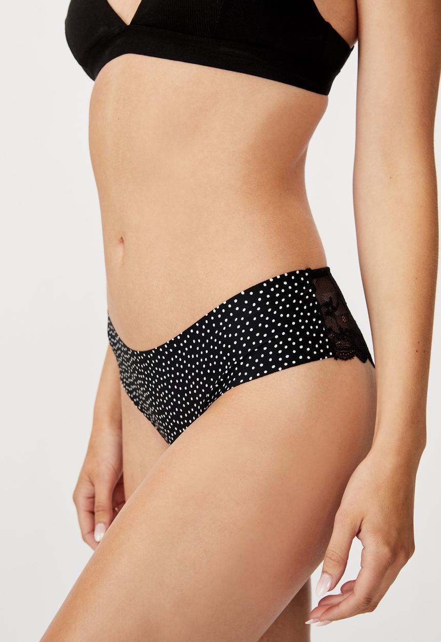 Cotton On - Lily lace brasiliano brief - black & white 