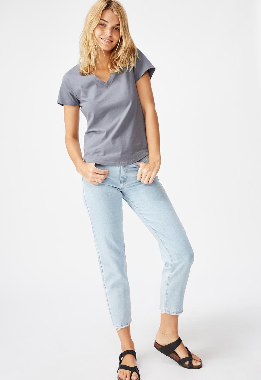 Cotton On - The one fitted v tee folkstone - grey