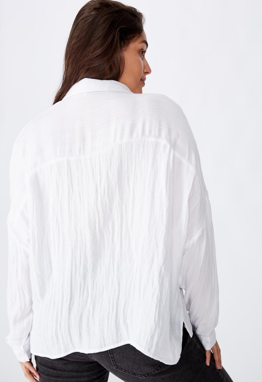 Cotton On - Curve oversized drop shoulder shirt - white