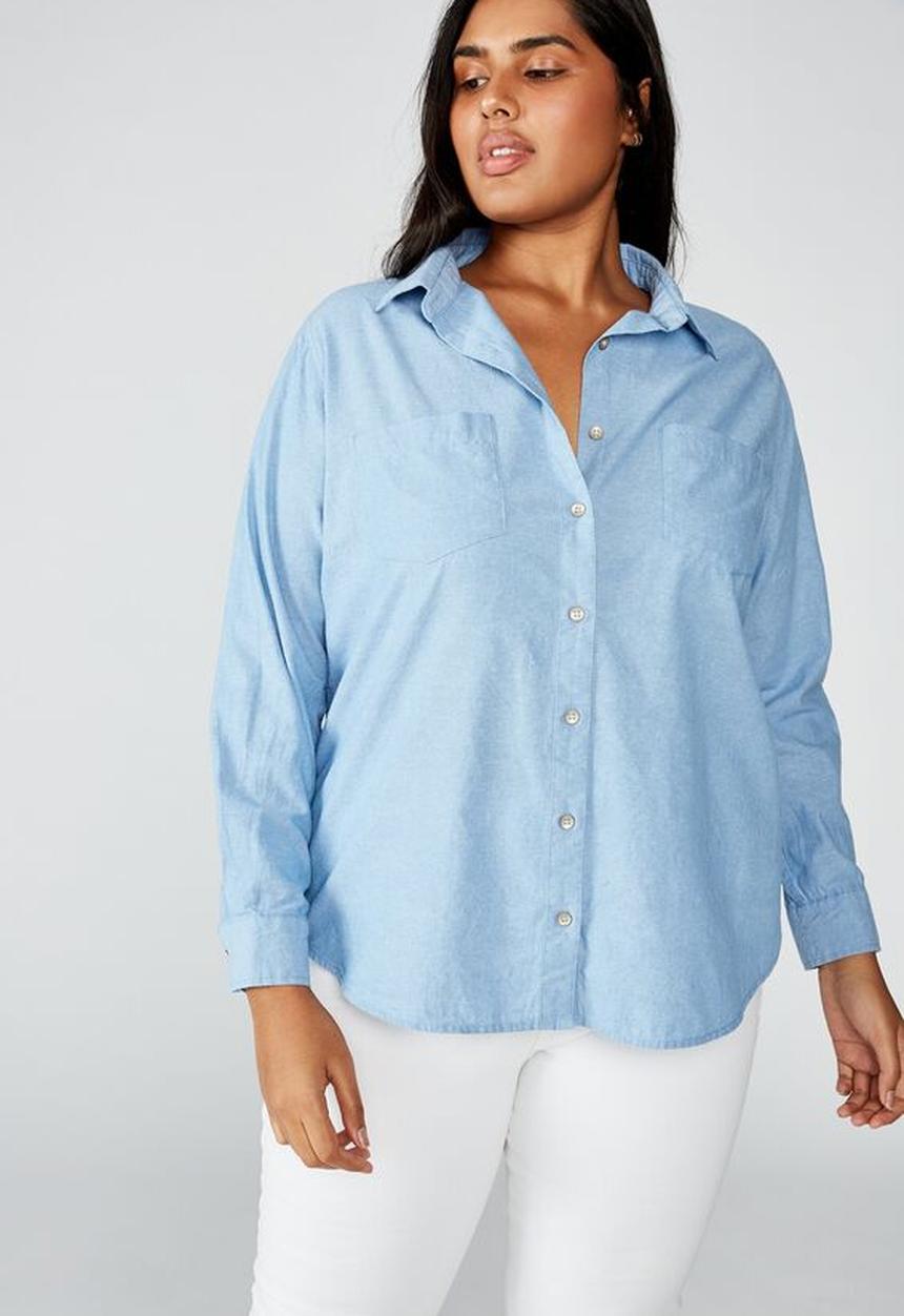Cotton On - Curve Lucy shirt - light blue