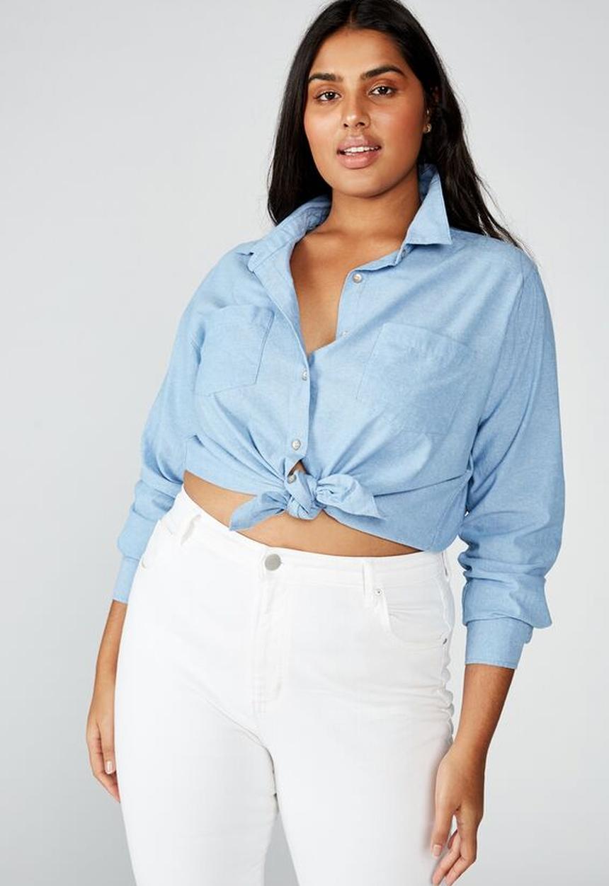 Cotton On - Curve Lucy shirt - light blue