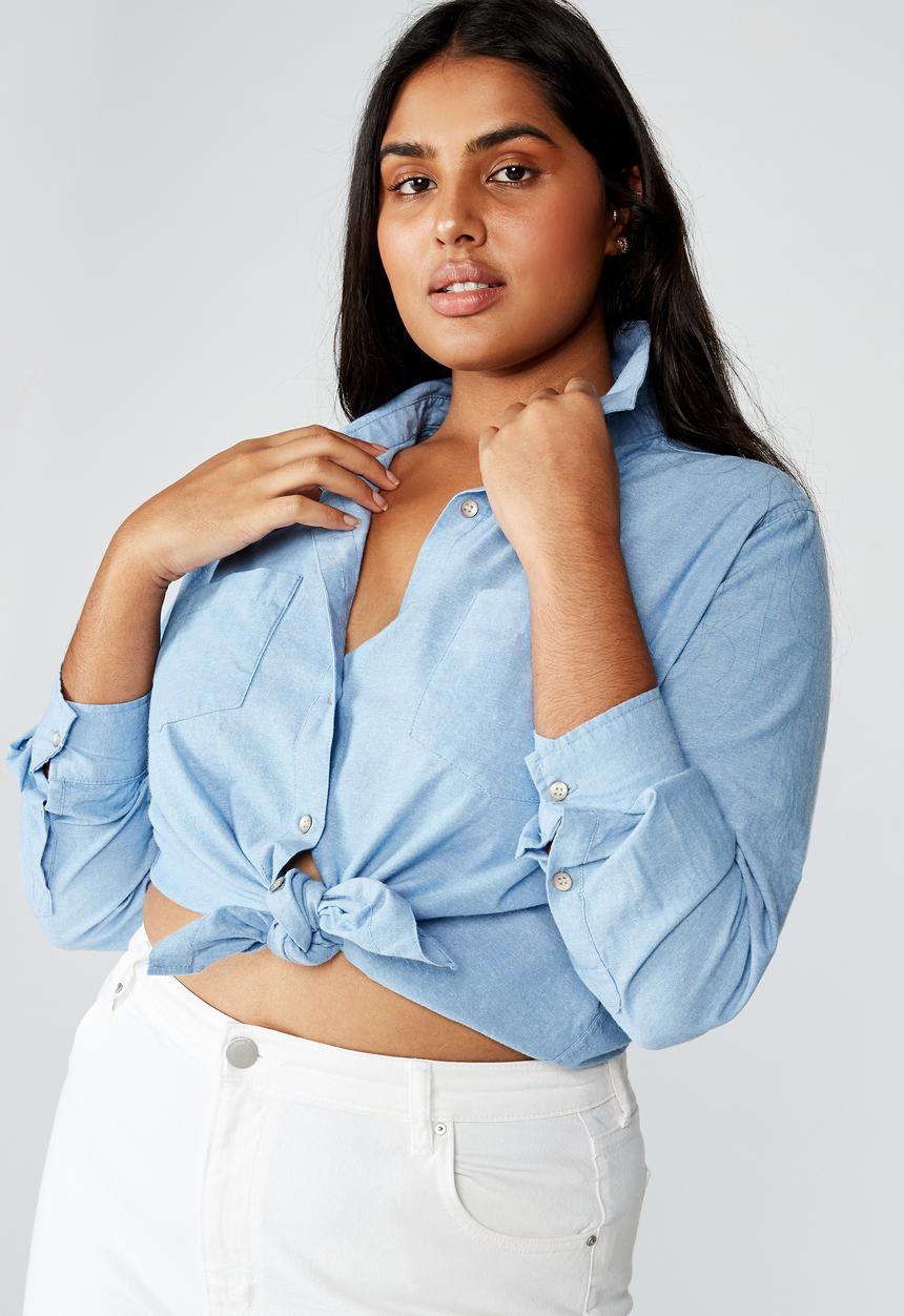 Cotton On - Curve Lucy shirt - light blue