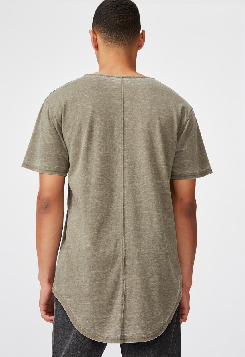 Cotton On - Longline curve hem burnout - washed khaki