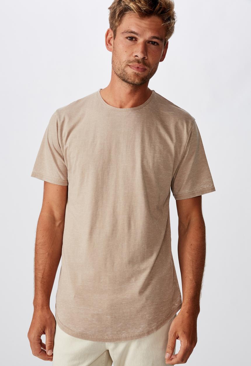 Cotton On - Longline curve hem burnout - gravel stone