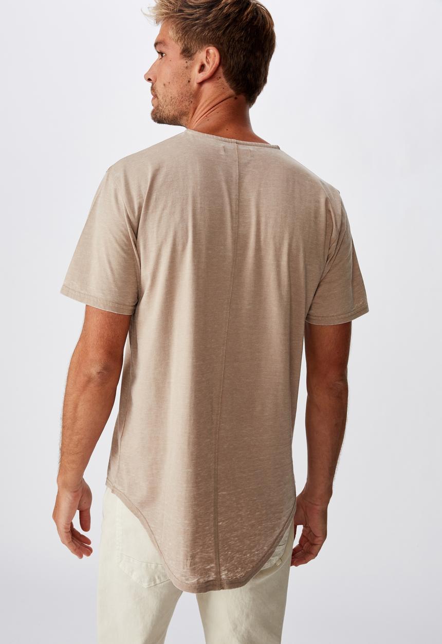 Cotton On - Longline curve hem burnout - gravel stone