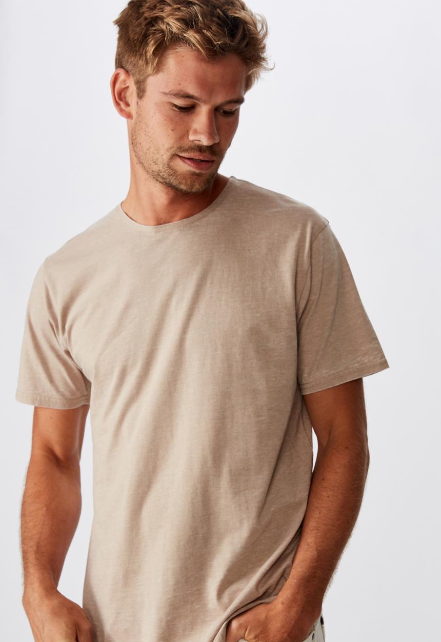 Cotton On - Longline curve hem burnout - gravel stone