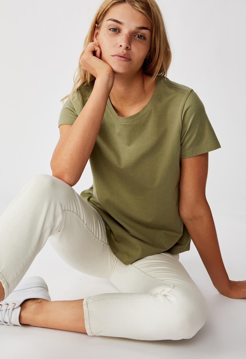 Cotton On - The one crew tee - oil green