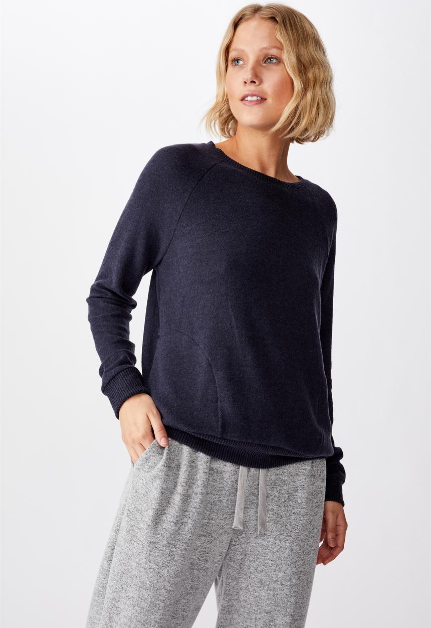 Cotton On - Supersoft pocket crew - navy 