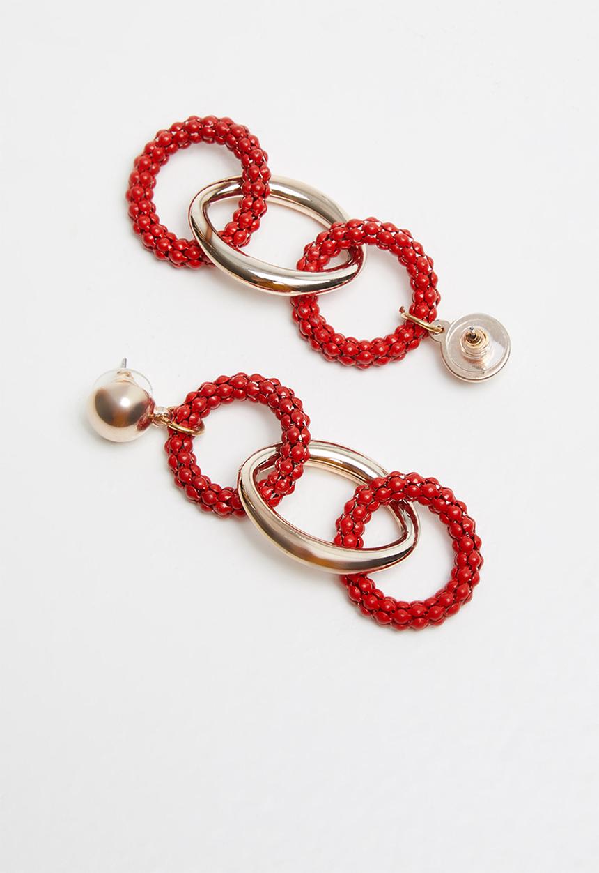 Superbalist - Link hoop earrings - gold & red