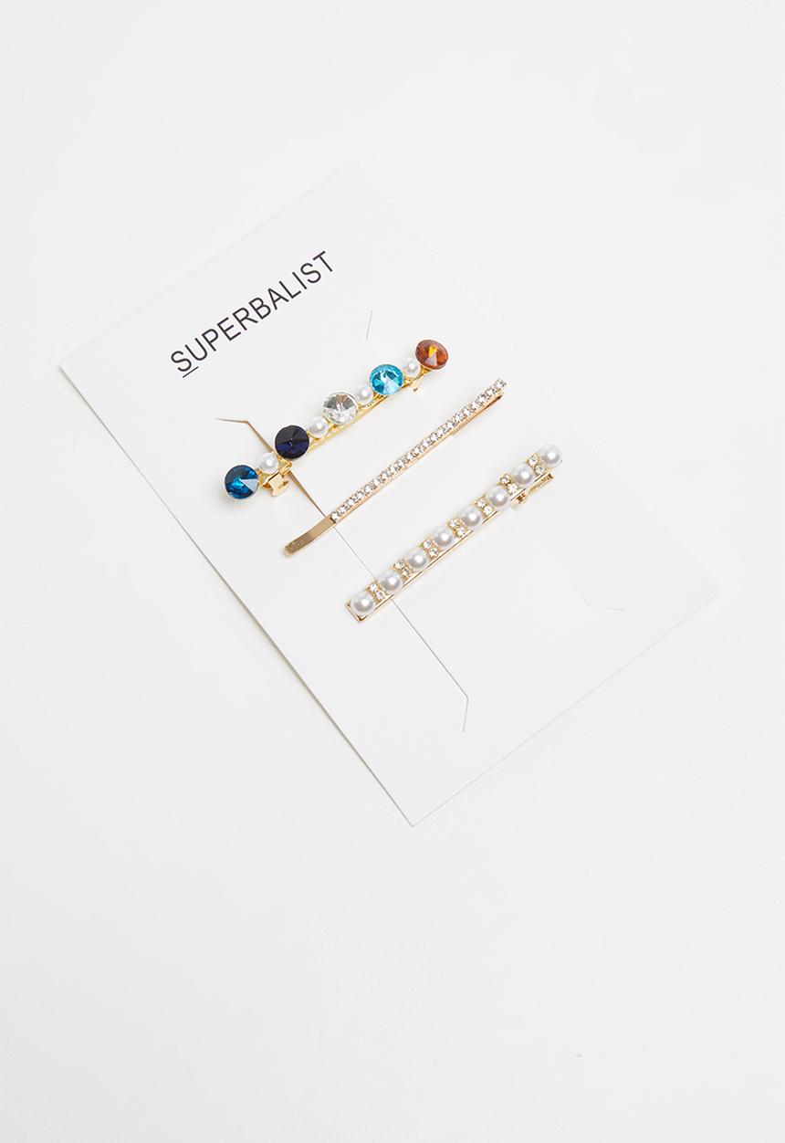 Superbalist - 3 pack embellished hair slide set - multi