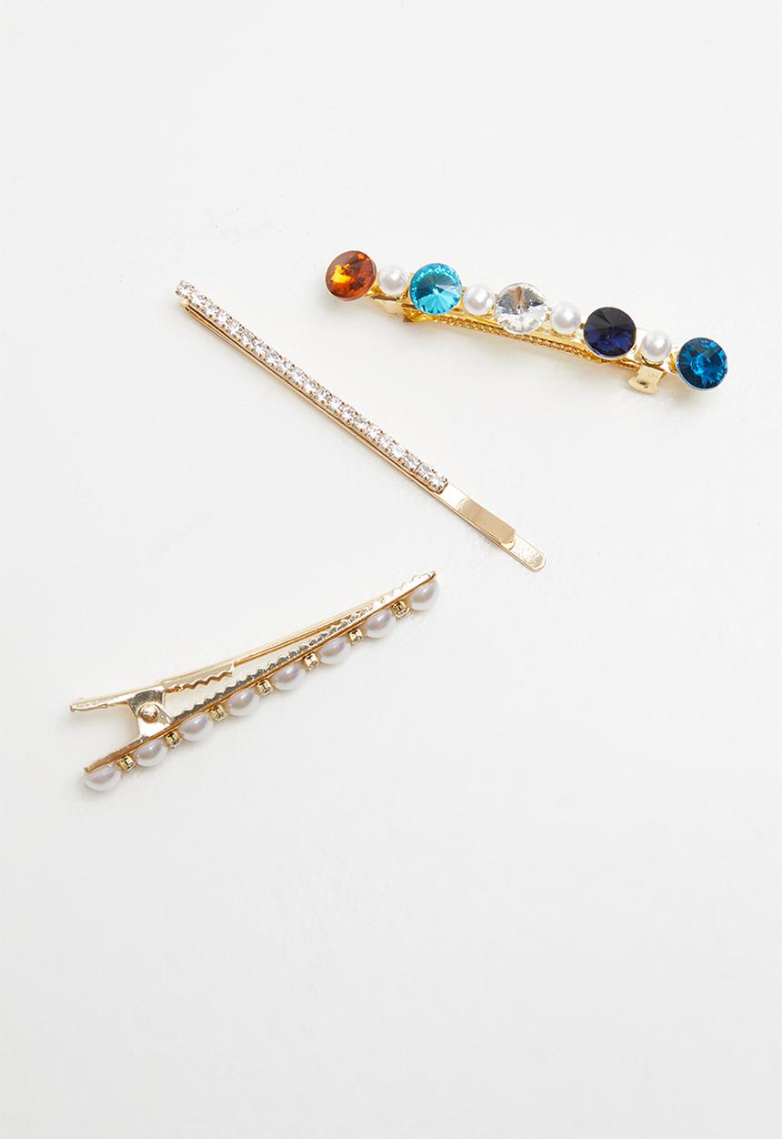 Superbalist - 3 pack embellished hair slide set - multi