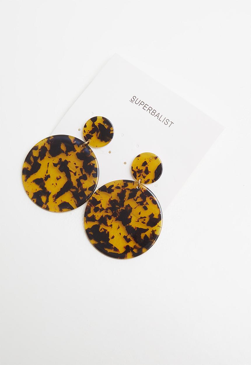 Superbalist - Tortoiseshell resin studs - brown & black