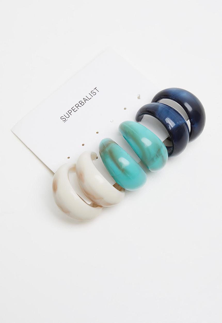Superbalist - 3 Pack resin hoop earrings - multi