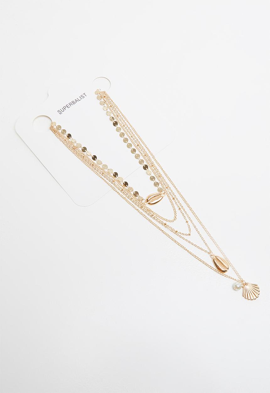 Superbalist - Multi-layered cowrie shell necklace - gold