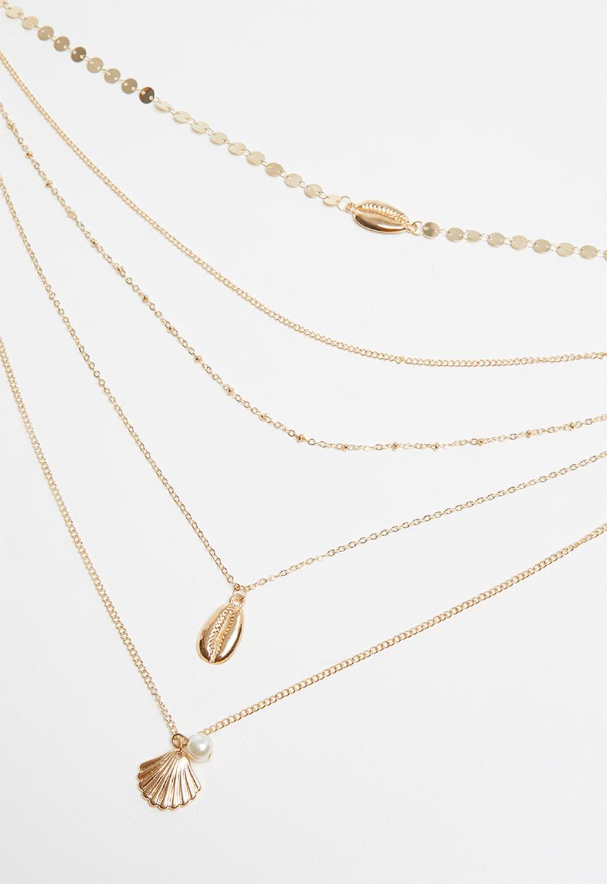 Superbalist - Multi-layered cowrie shell necklace - gold