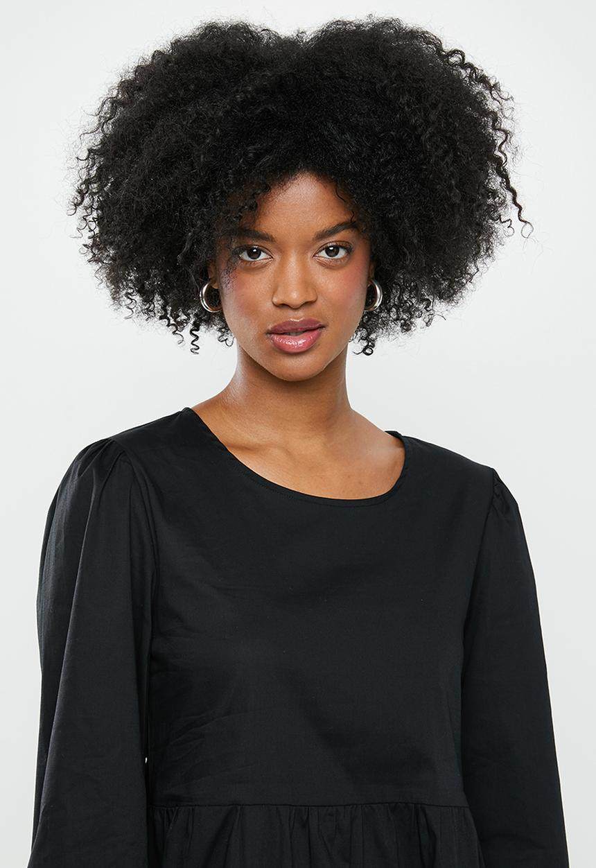 Blake - Cotton tier midi dress - black