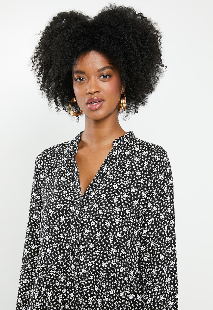 Blake - Tiered midi dress - black floral