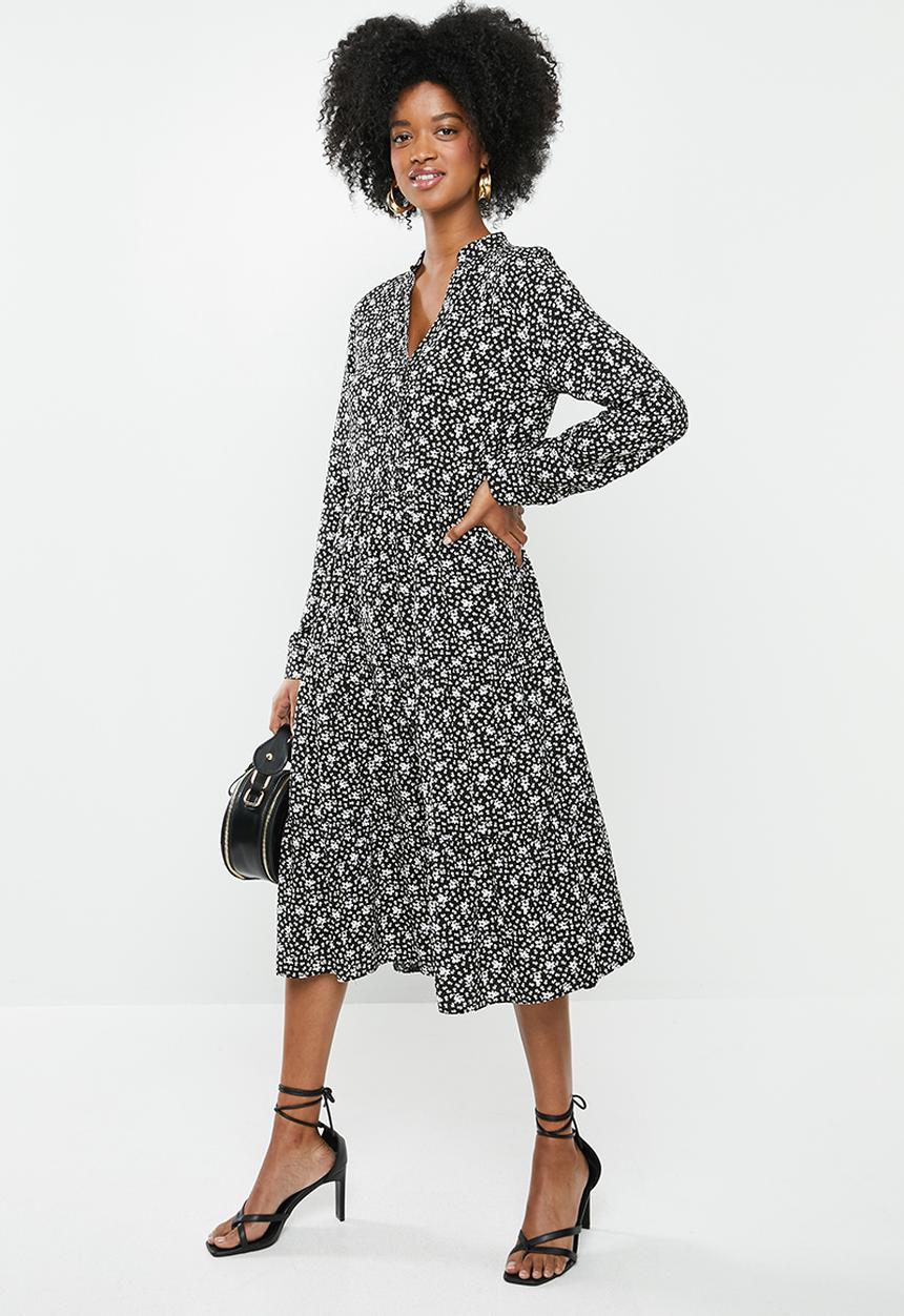 Blake - Tiered midi dress - black floral