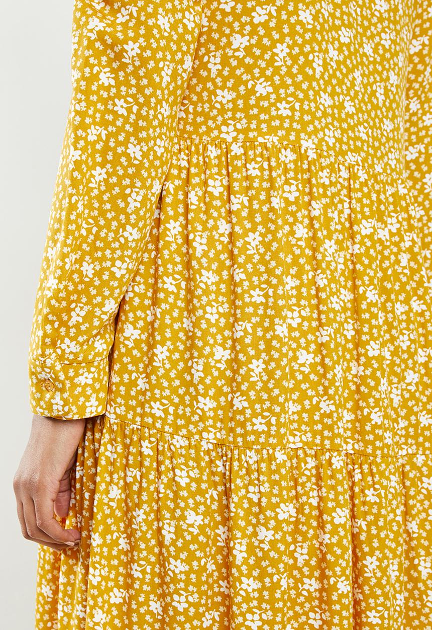 Blake - Tiered midi dress - mustard floral