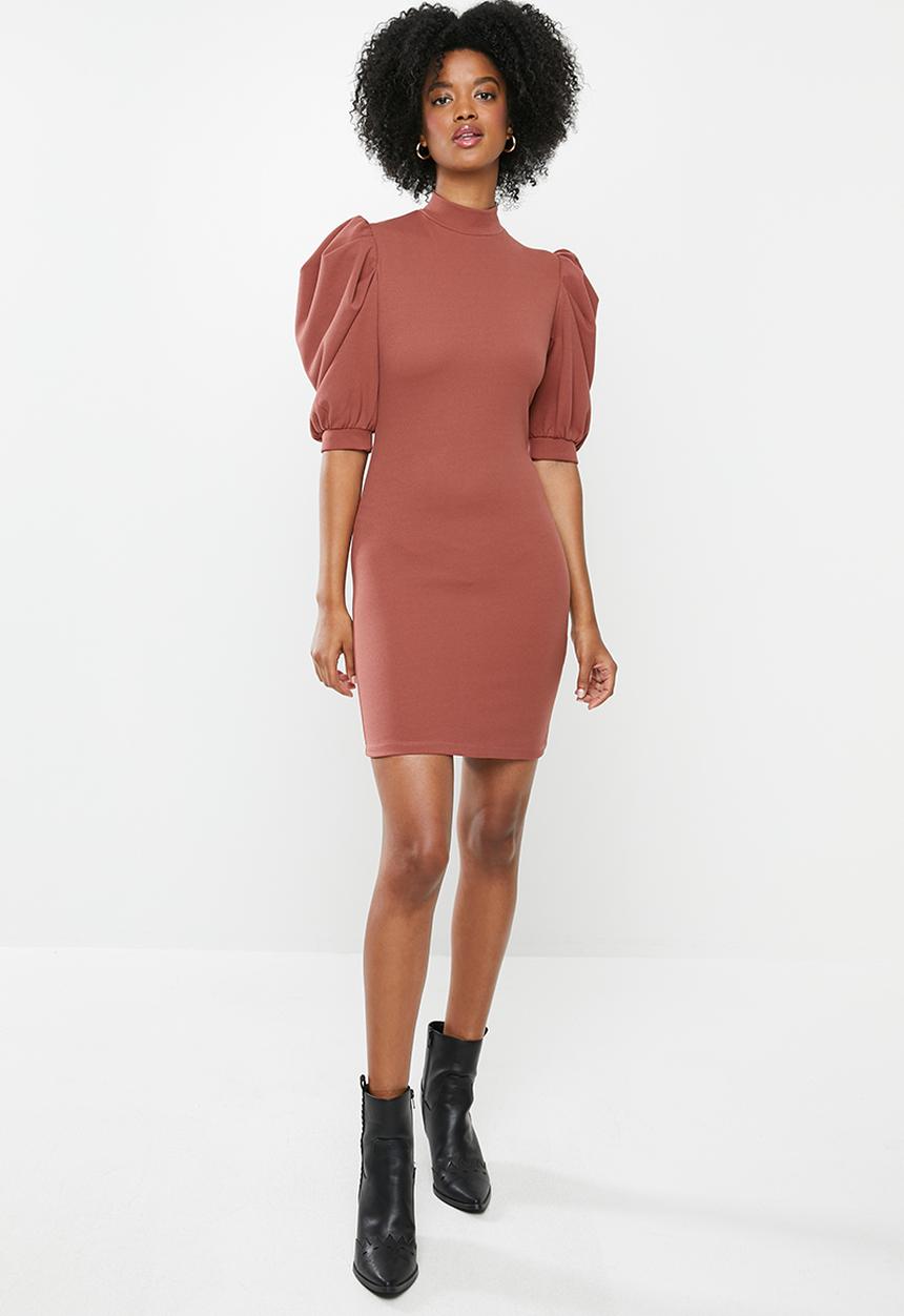 Blake - Turtleneck mini dress - cinnamon