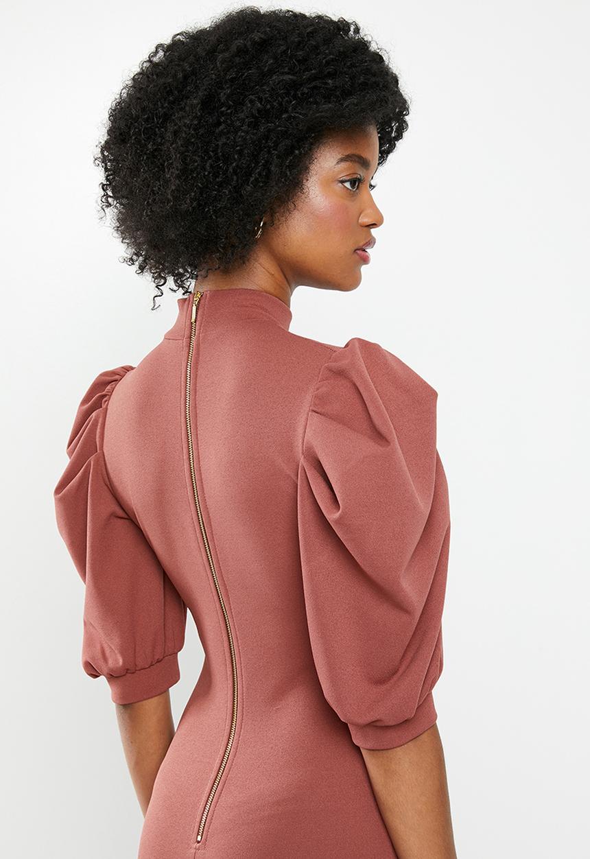 Blake - Turtleneck mini dress - cinnamon